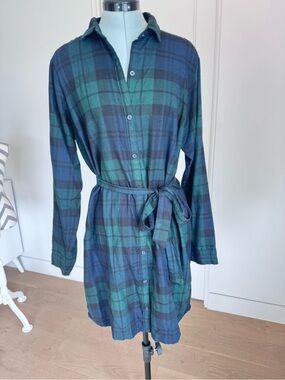 Abercrombie & Fitch Navy Plaid Shirt Dress